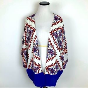 Zara Paisley Print Kimono Jacket Cardigan red blue